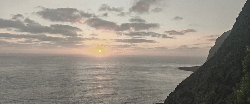 Evening light over the Atlantic along the cliffs of Flores