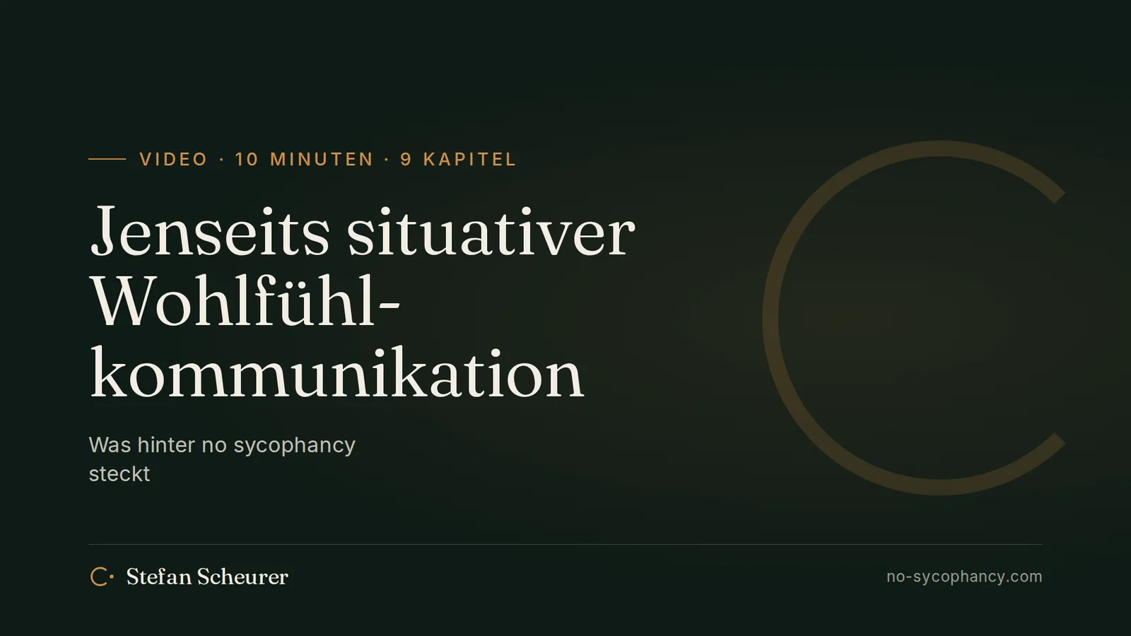 Video: Beyond feel-good talk, 10 minutes, 8 chapters, in German